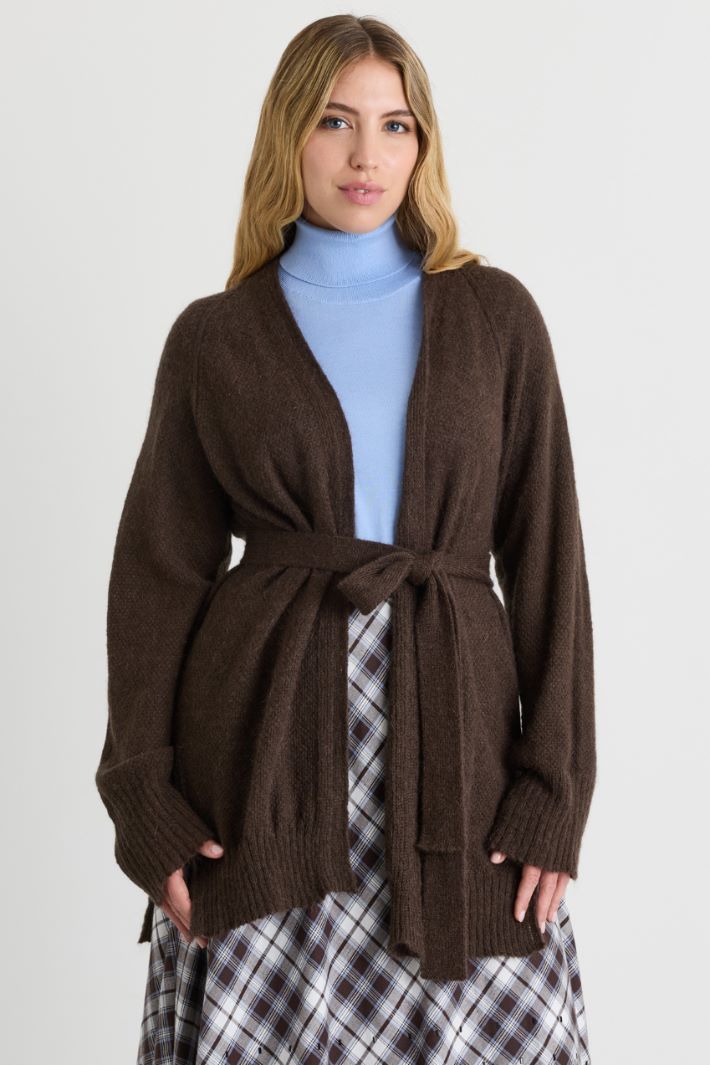 Cardigan mit Bindegürtel - BRAUN - Intrend - 2