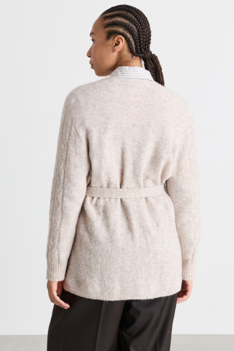 Cardigan in alpaca e lana con cintura