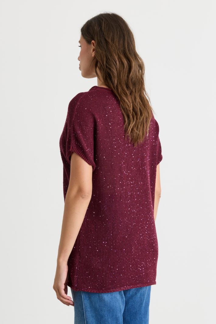 Open-front sequin cardigan - BORDEAUX - Intrend - 4