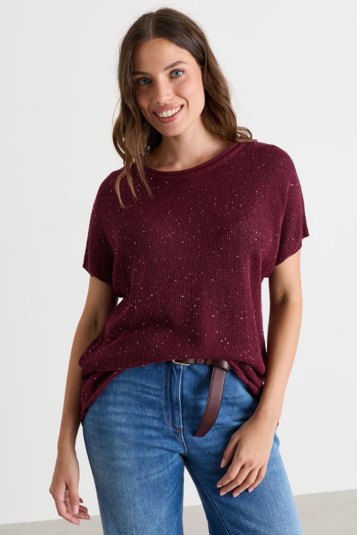 Open-front sequin cardigan - BORDEAUX - Intrend - 2