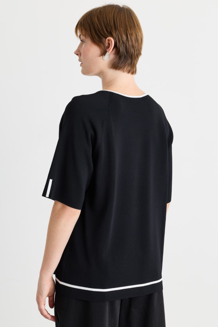 Contrast-detail knit - BLACK - Intrend - 4