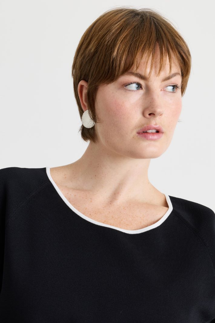 Contrast-detail knit - BLACK - Intrend - 3