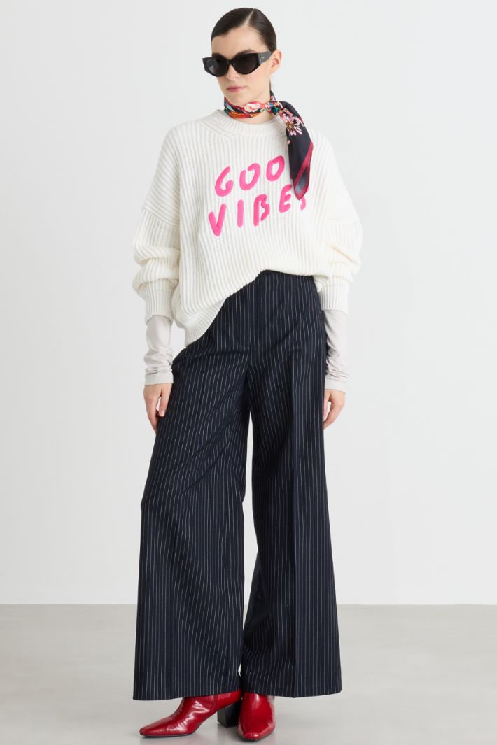 Maglia con ricamo - BIANCO ROSA - Intrend