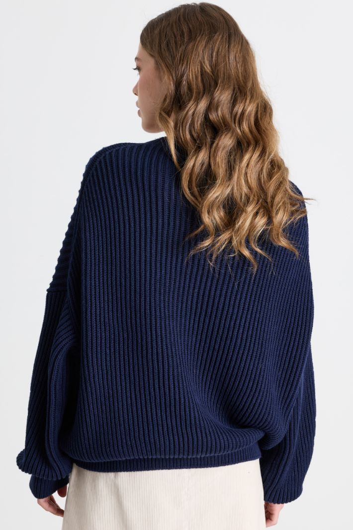 Embroidered jumper - BLUE WHITE - Intrend - 4