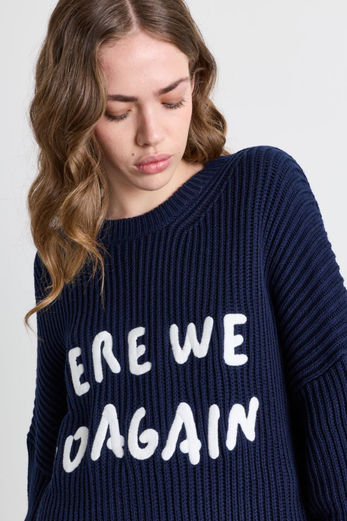 Embroidered jumper - BLUE WHITE - Intrend - 3