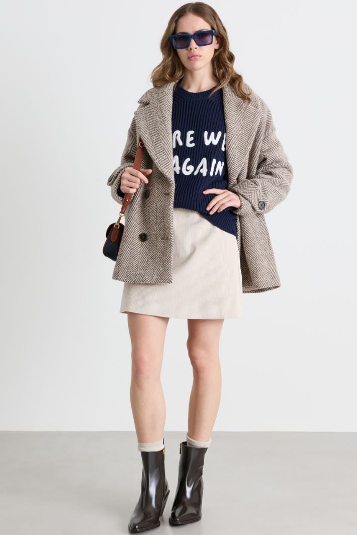 Embroidered jumper - BLUE WHITE - Intrend