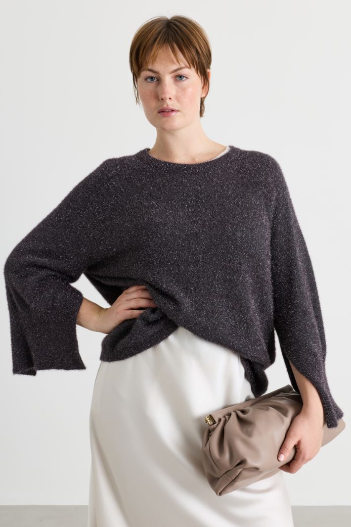 Strickpullover aus laminiertem Garn - GRAU - Intrend - 2