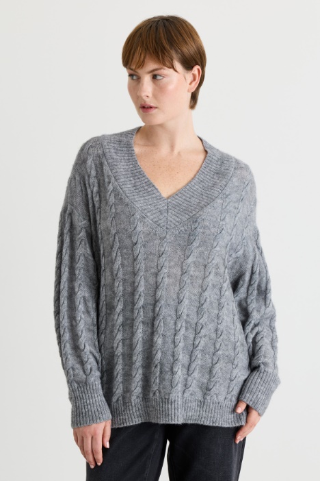Boxy cable-knit jumper - Intrend