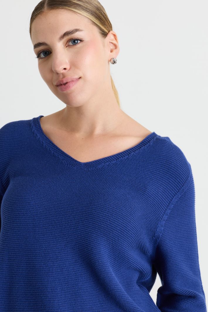 V-neck jumper - BLUE - Intrend - 3
