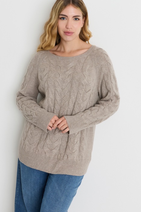 Pull à torsades et points en relief - Intrend