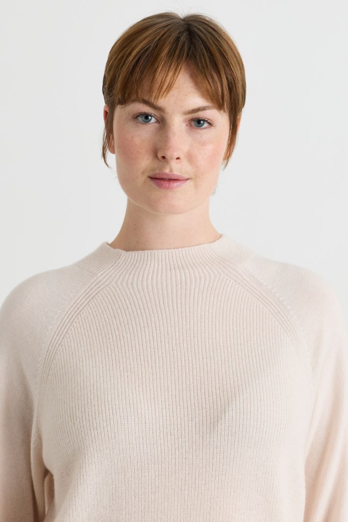 Funnel-neck jumper - WHITE - Intrend - 3