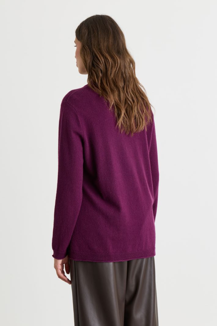 Cashmere roll-neck with ribbed trims - BORDEAUX - Intrend - 4