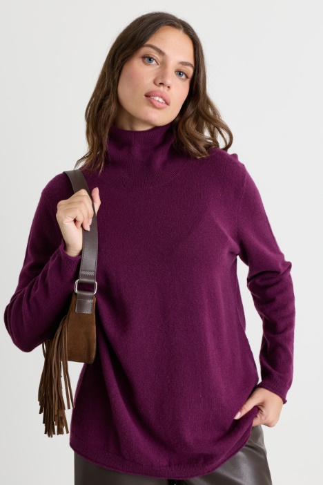 Cashmere roll-neck with ribbed trims - Intrend