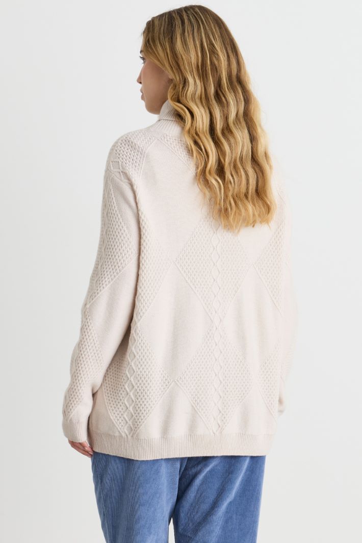 Textured-knit polo neck - WHITE - Intrend - 4