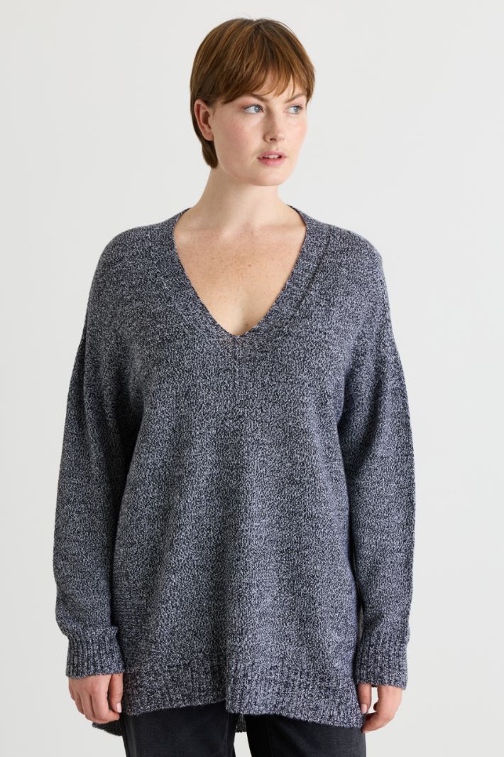 Loose-fit Rib-Trimmed Jumper - GREY - Intrend - 2