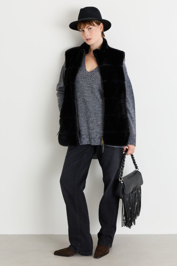 Loose-fit Rib-Trimmed Jumper - GREY - Intrend