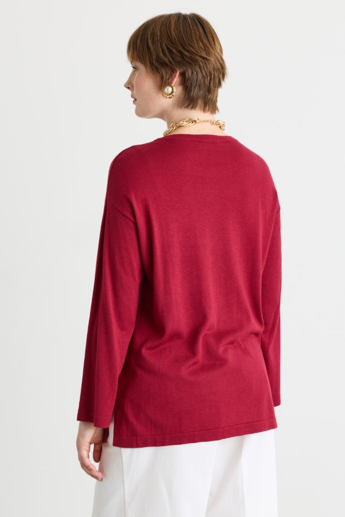 Maglia con piccoli spacchi - ROSSO - Intrend - 4