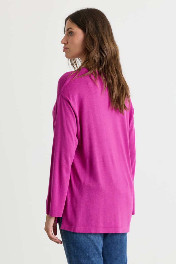 Side-slit jumper - FUCHSIA - Intrend - 4