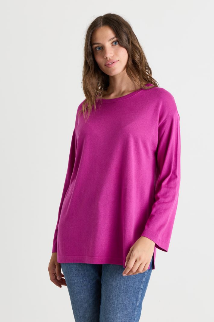 Side-slit jumper - FUCHSIA - Intrend - 2