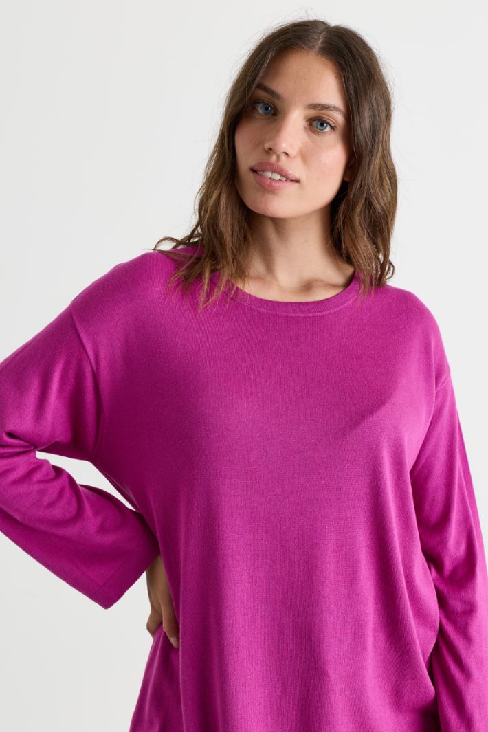 Side-slit jumper - FUCHSIA - Intrend - 3