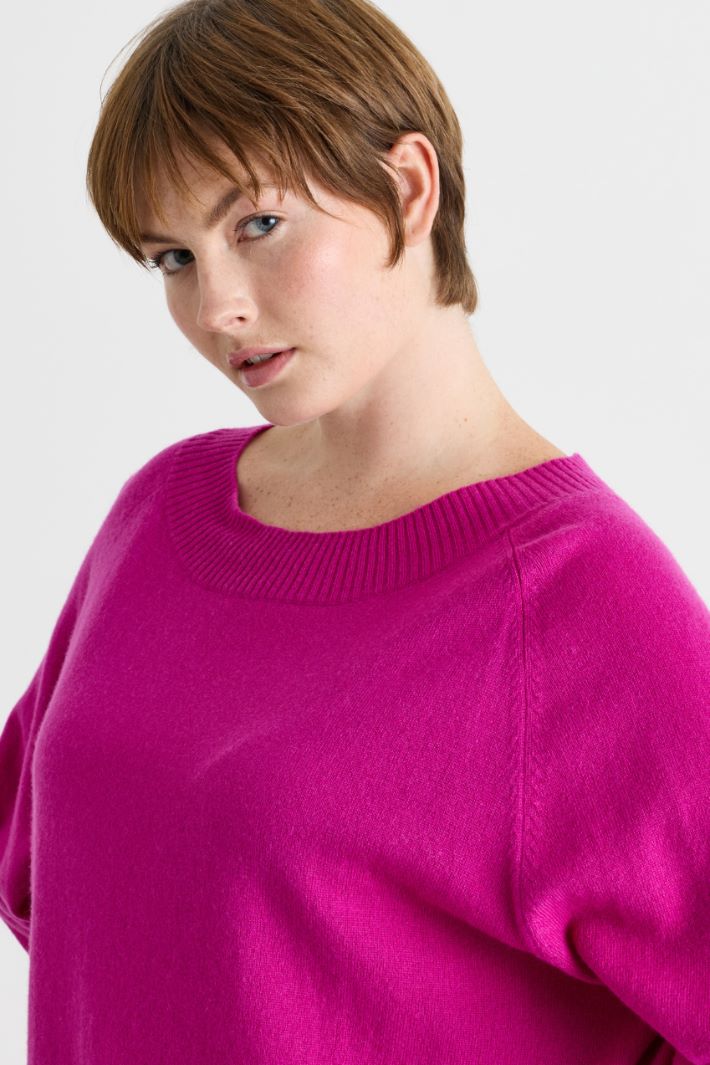 Pullover mit weitem Ausschnitt - FUCHSIA - Intrend - 3