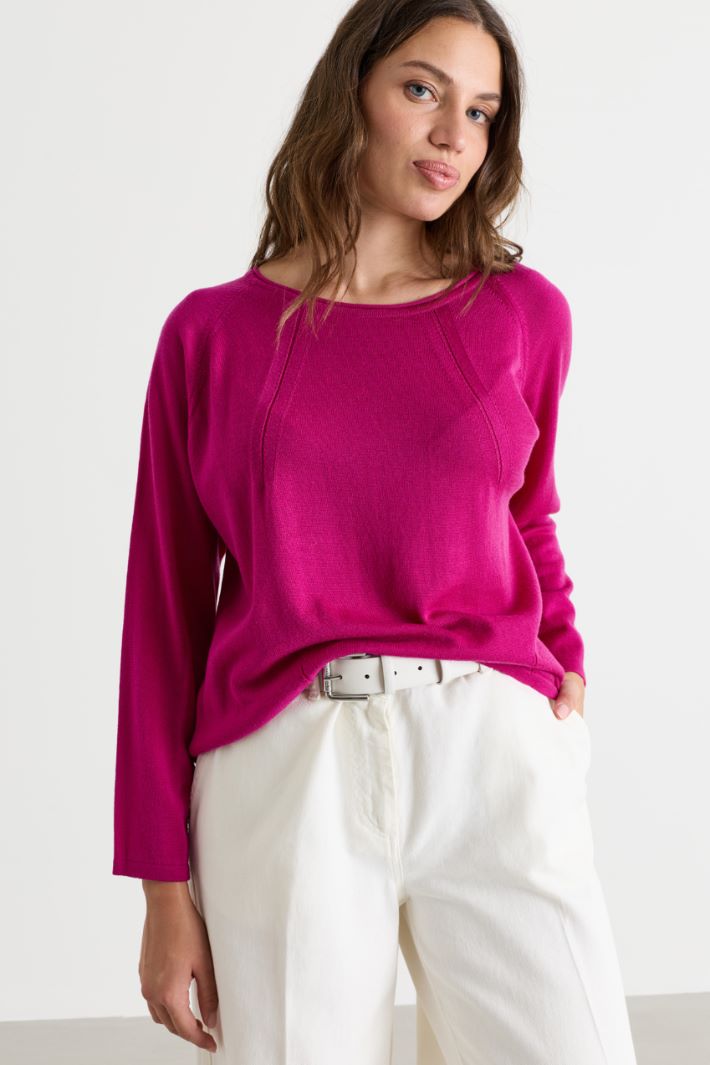Fashioned-detail jumper - FUCHSIA - Intrend - 2