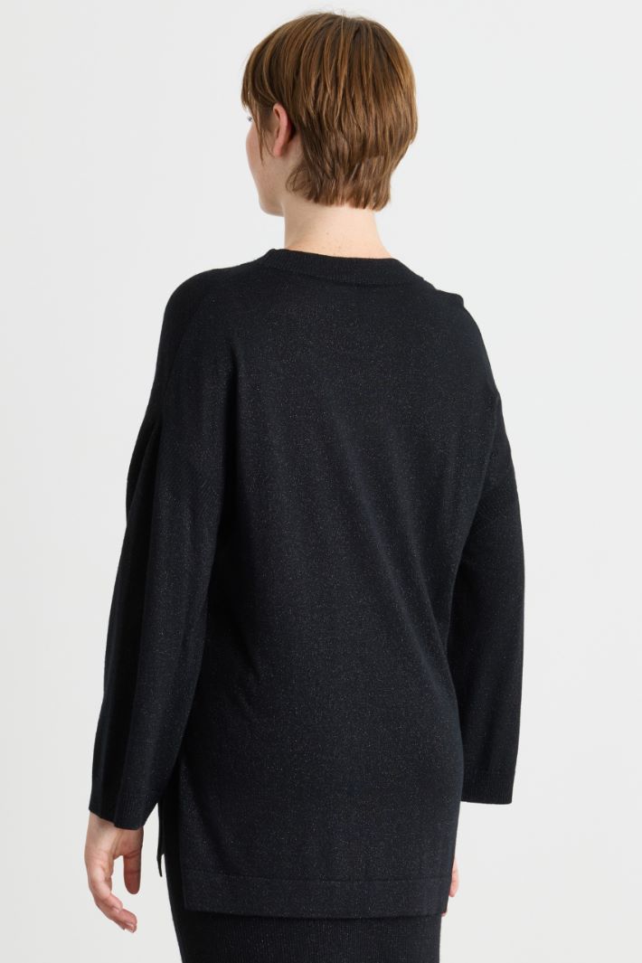 Pull oversize à fentes latérales - NOIR - Intrend - 4