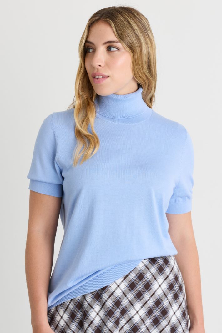 Dolcevita a manica corta - AZZURRO - Intrend - 2