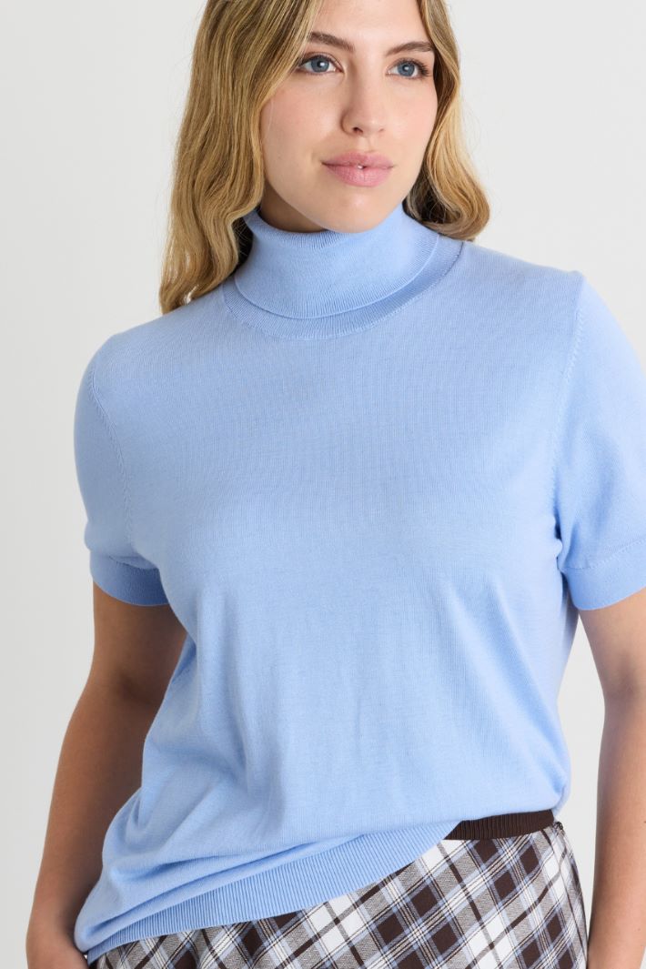 Dolcevita a manica corta - AZZURRO - Intrend - 3