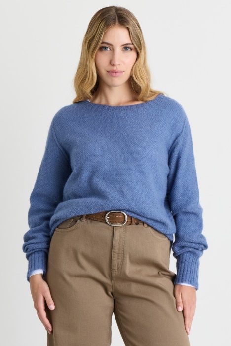 Weicher Strickpullover mit U-Boot-Ausschnitt - Intrend