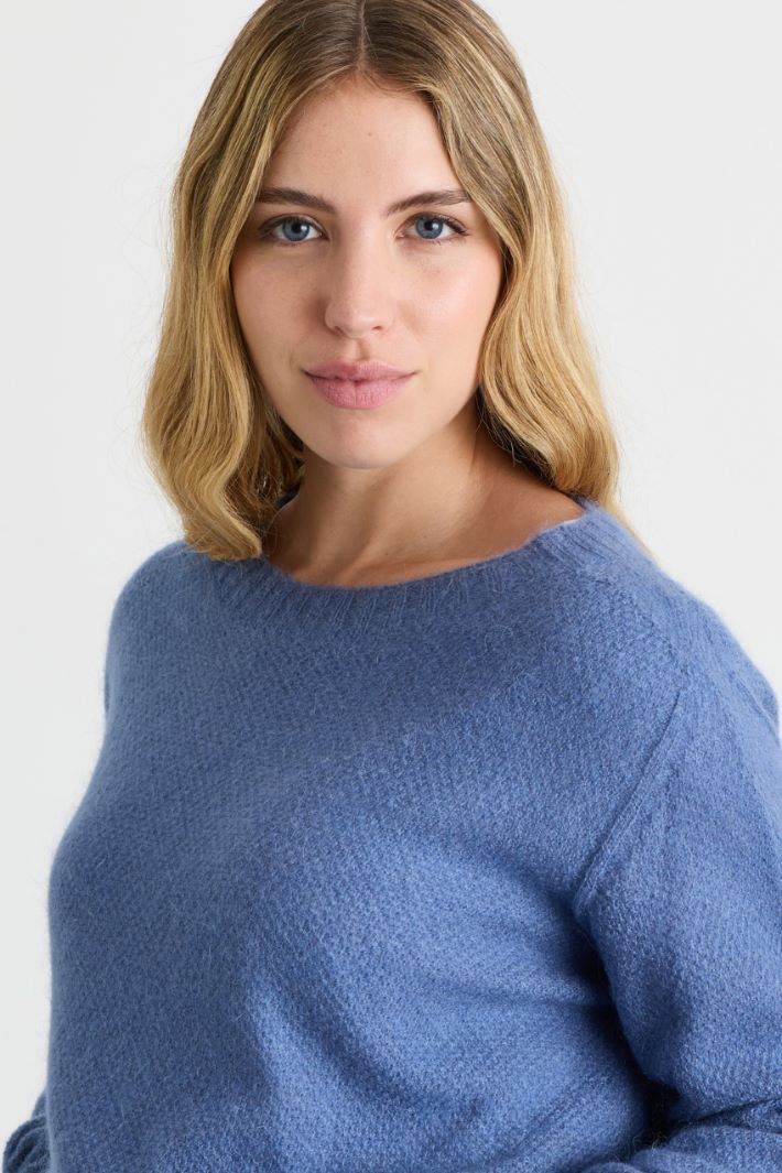 Weicher Strickpullover mit U-Boot-Ausschnitt - HIMMELBLAU - Intrend - 3