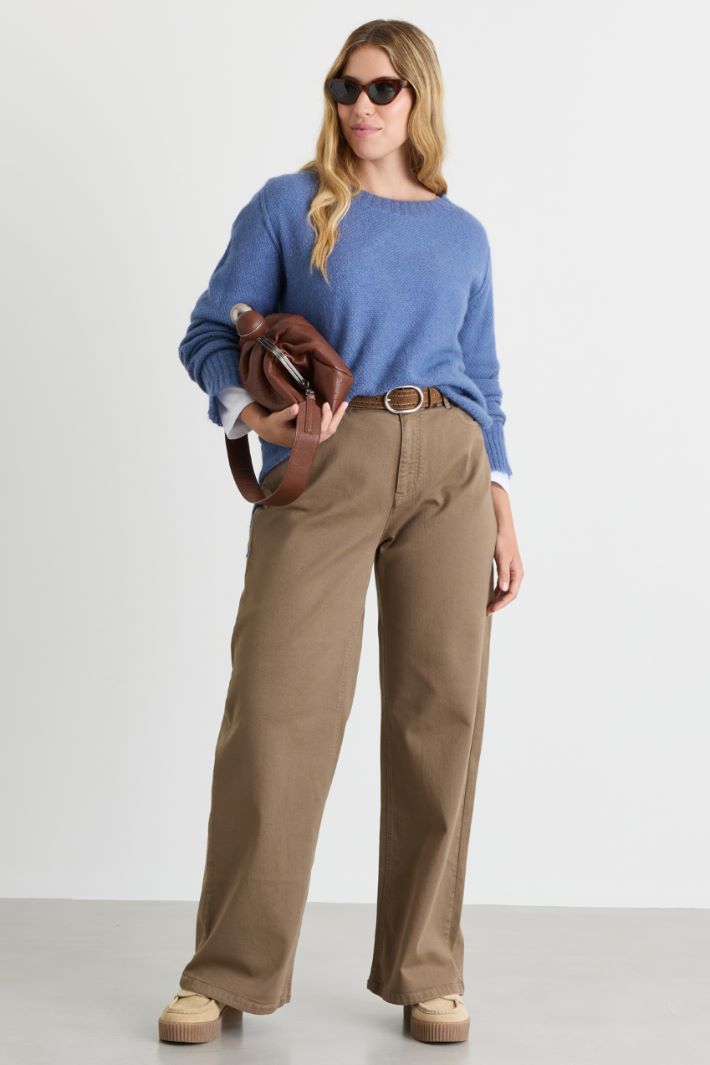 Weicher Strickpullover mit U-Boot-Ausschnitt - HIMMELBLAU - Intrend