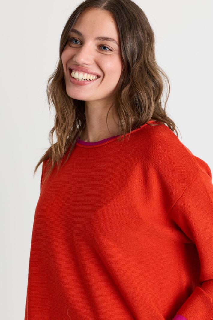 Contrast-trim jumper - RED - Intrend - 3