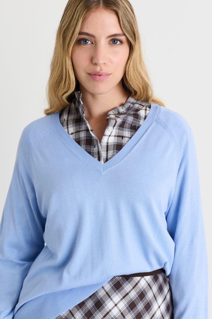 V-neck Jumper - LIGHT BLUE - Intrend - 3