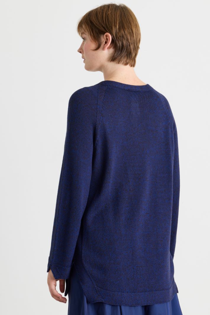 Oversize-Pullover mit Schlitzen - BLAU - Intrend - 4
