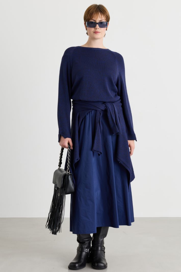 Oversize-Pullover mit Schlitzen - BLAU - Intrend