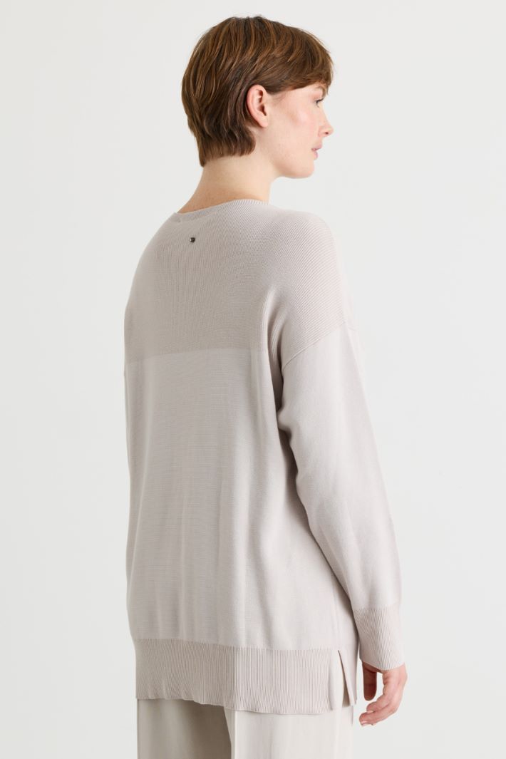 Side-Slit Jumper - WHITE BEIGE - Intrend - 4