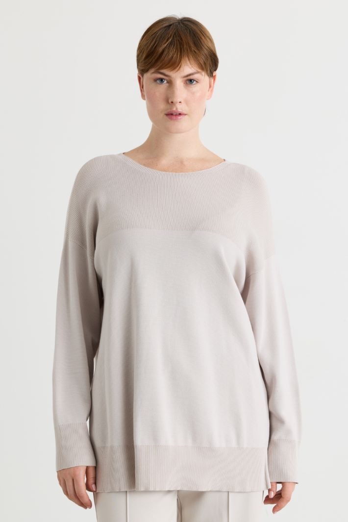 Side-Slit Jumper - WHITE BEIGE - Intrend - 2