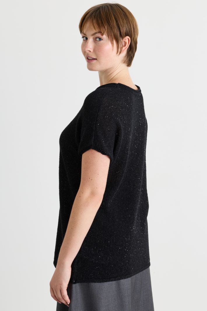 Strickshirt mit Pailletten - SCHWARZ - Intrend - 4