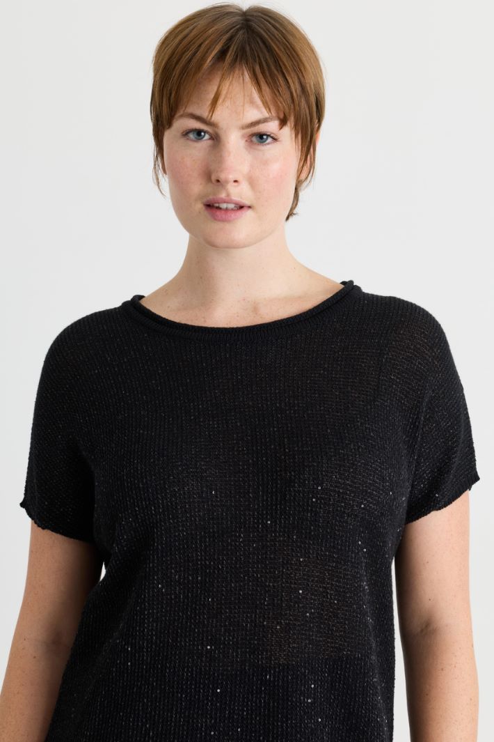 Strickshirt mit Pailletten - SCHWARZ - Intrend - 3