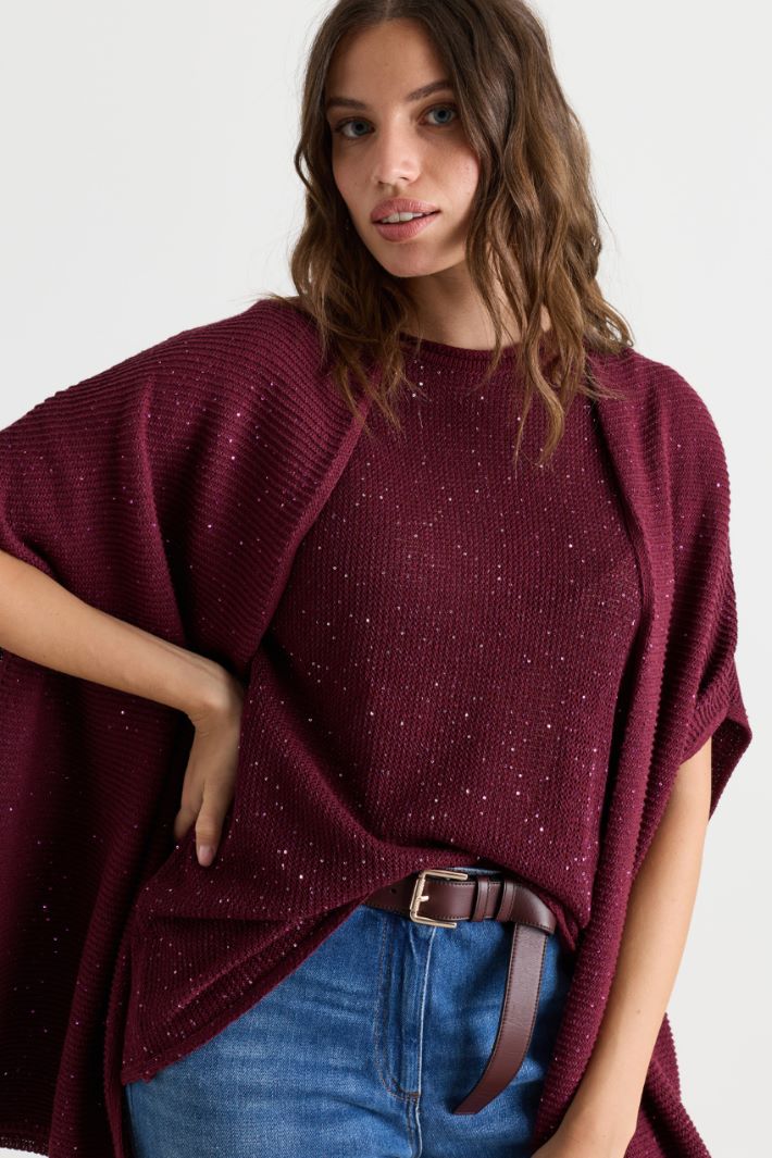 Sequinned Jumper - BORDEAUX - Intrend - 3
