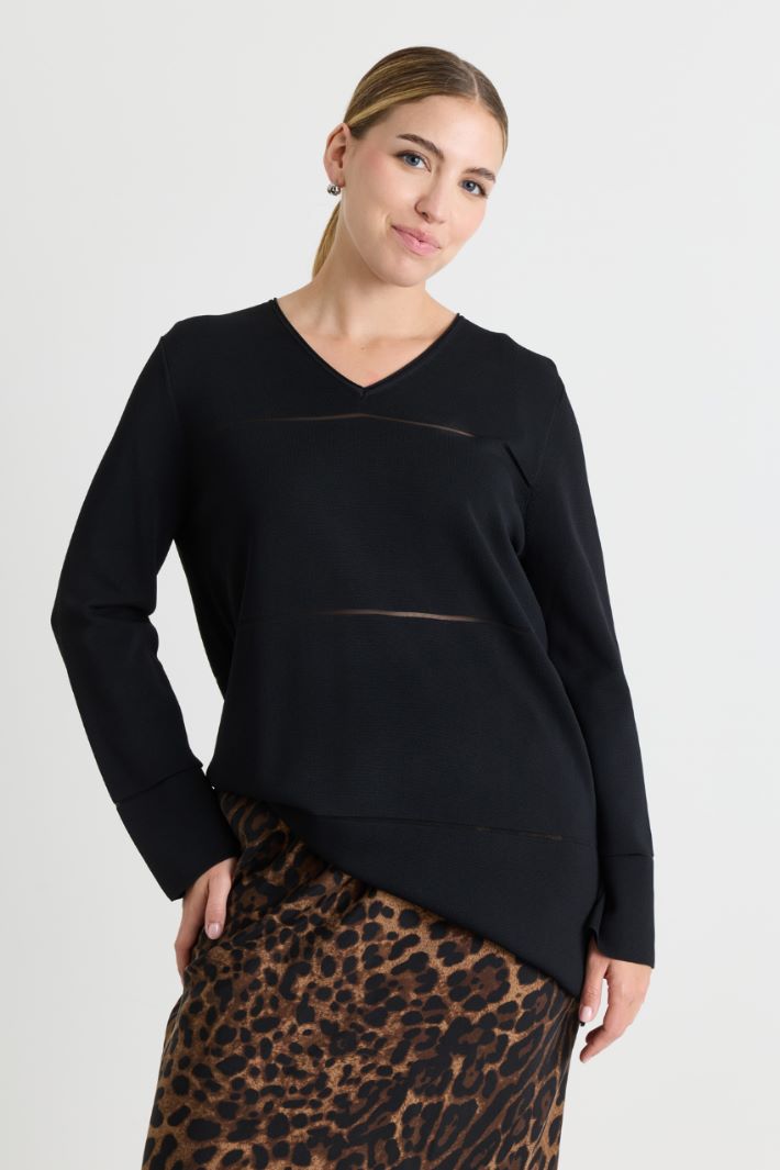 Pull à empiècements rayés - NOIR - Intrend - 2