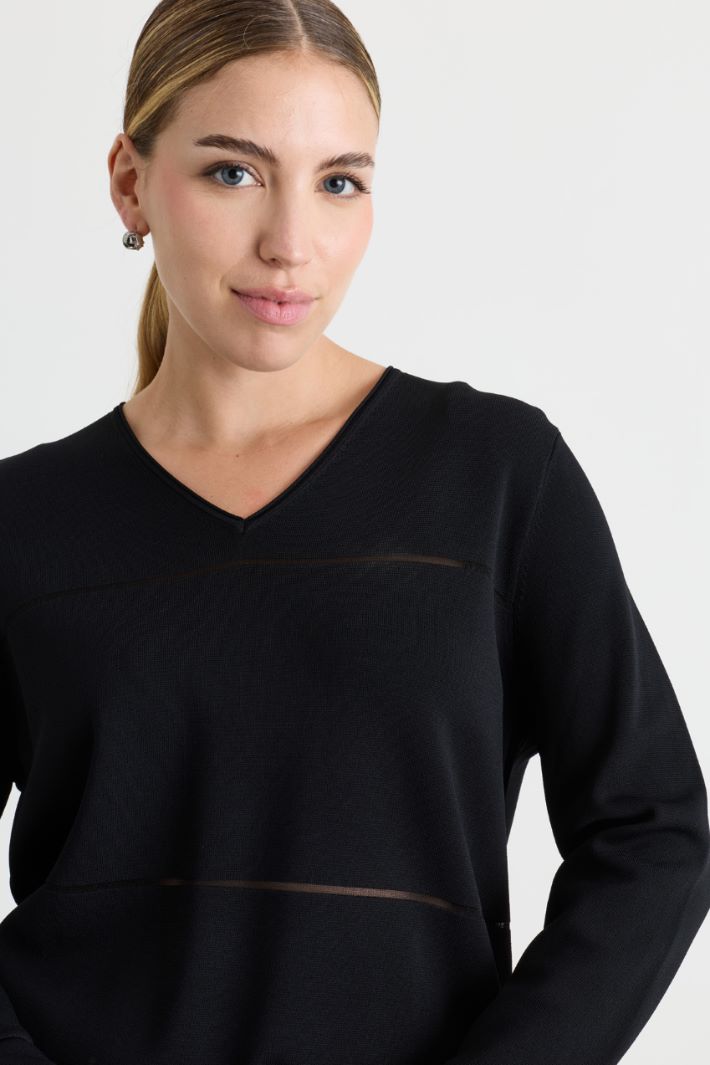Pull à empiècements rayés - NOIR - Intrend - 3