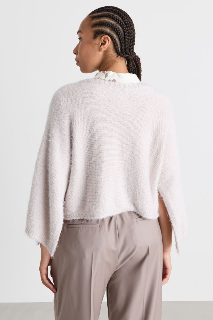 Maglia furry a mantella - BEIGE - Intrend - 4