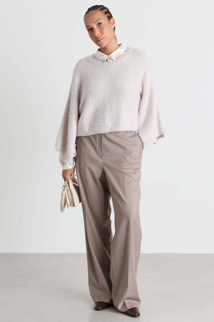 Maglia furry a mantella - BEIGE - Intrend
