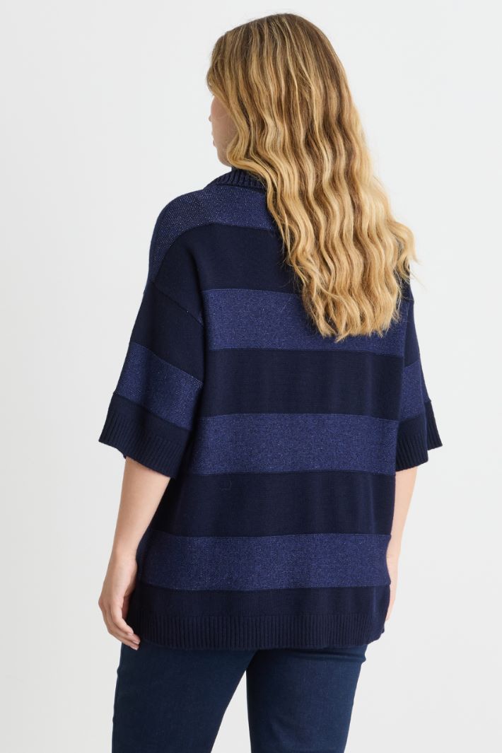 Jumper with removable cowl neck - BLUE BLACK - Intrend - 4