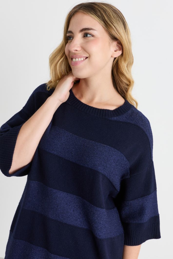 Jumper with removable cowl neck - BLUE BLACK - Intrend - 3