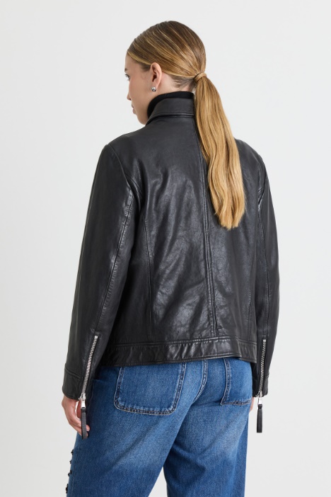 Chaqueta motera de piel