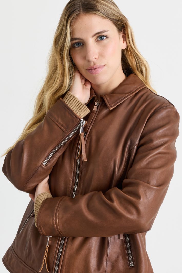 Giacca biker con zip - MARRONE - Intrend - 3