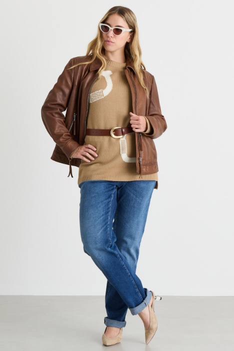 Chaqueta motera de piel - Intrend
